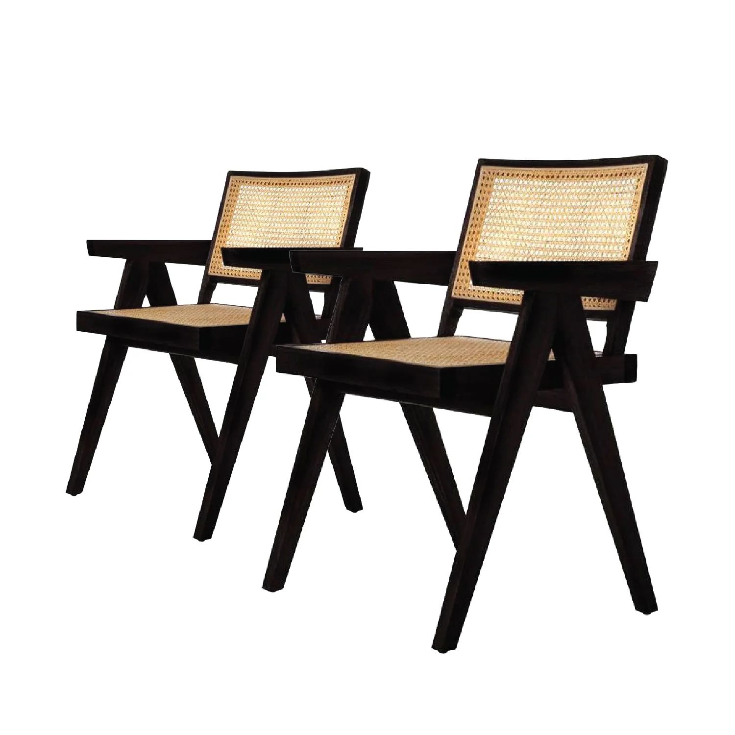 Mid Century Jeanneret Armchair Set - Black | France and Son