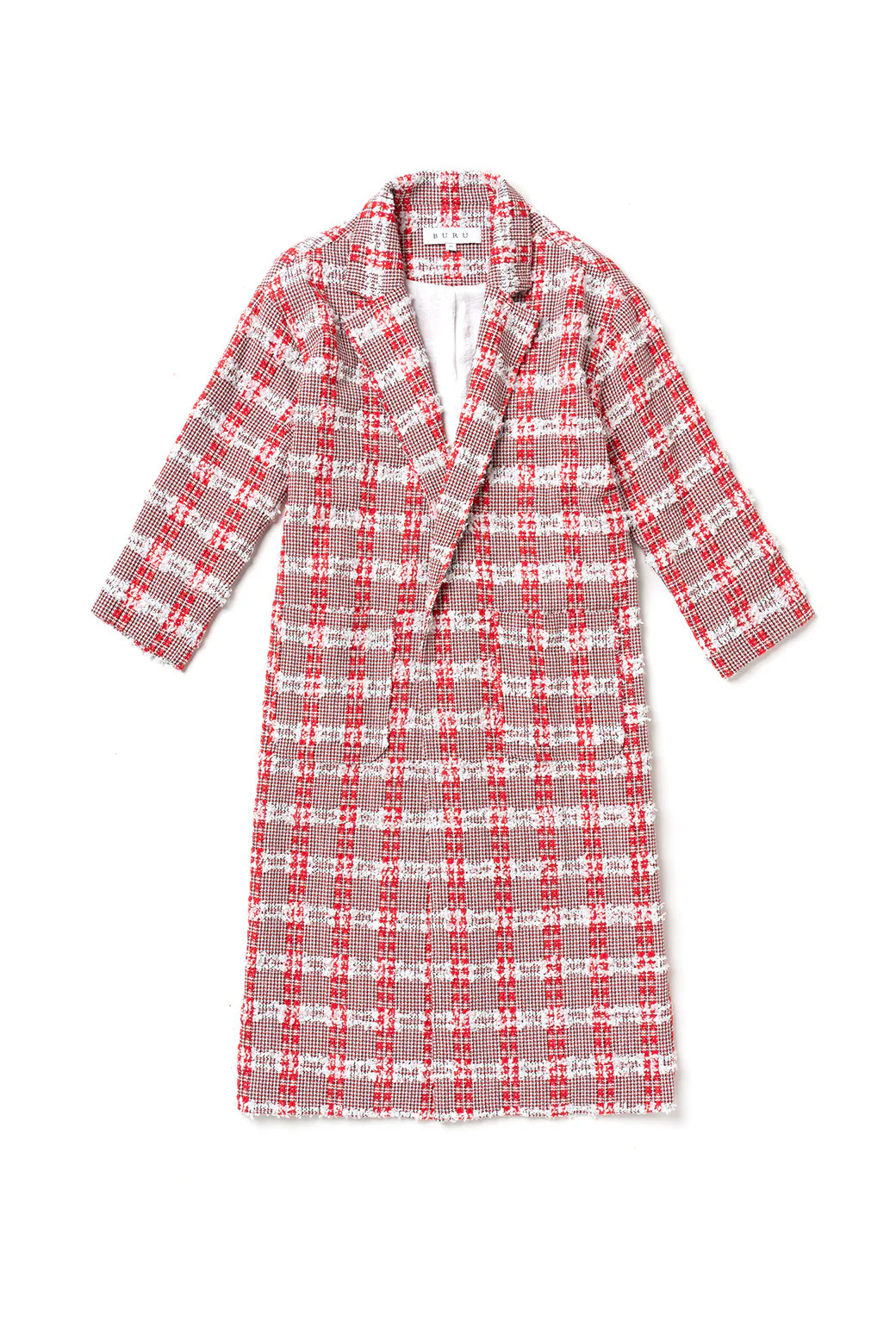 Open Car Coat - Red Tweed | Shop BURU