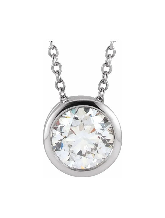 Bezel Round Diamond Solitaire Necklace - Lillian M. Collection | Lillian M. Collection