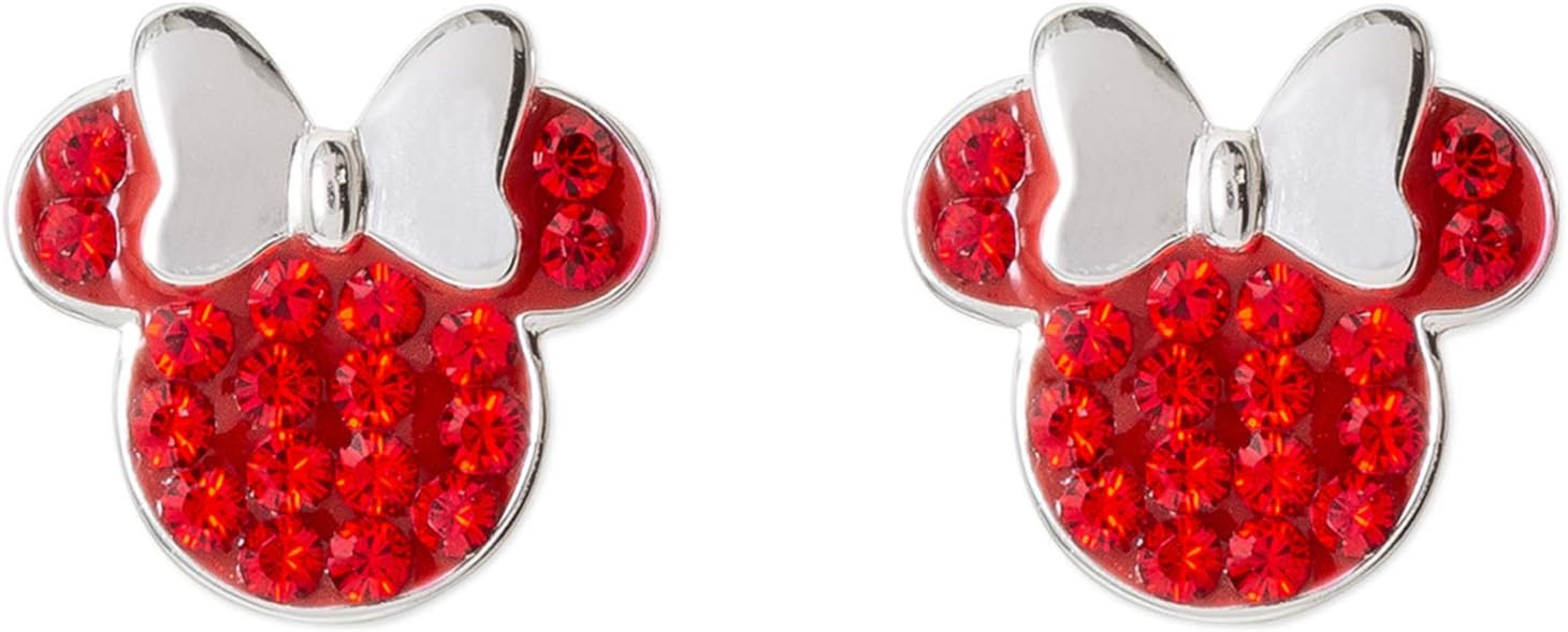 Disney Minnie Mouse Jewelry, Sterling Silver Pave Birthstone Crystal Stud Earrings | Amazon (US)