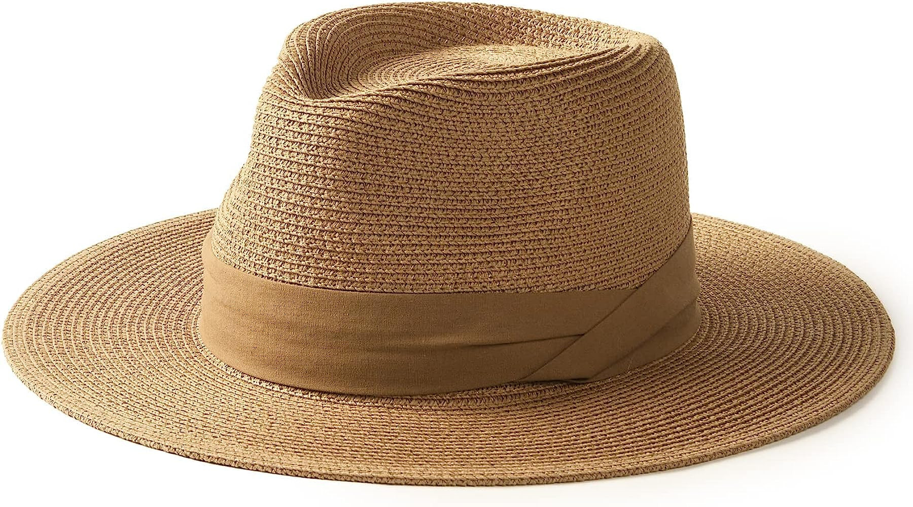 FURTALK Panama Hat Sun Hats for Women Tan Brown Straw Beach Hat Straw Cowboy Hat Packable Sun Hat | Amazon (US)