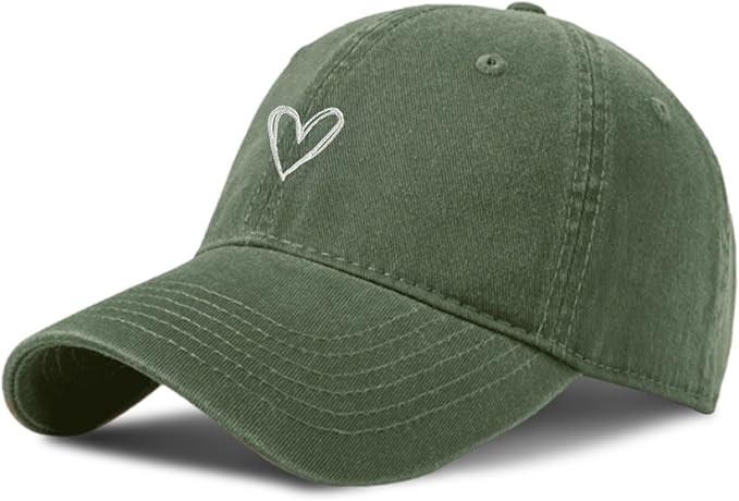 Vintage Heart Embroidered Baseball Cap Distressed Adjustable Hat for Women Low Profile Dad Hats U... | Amazon (US)