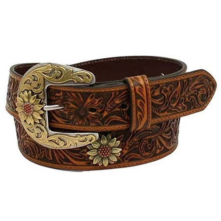 Ariat Womens Ariat Floral Tooled Sunflower Concho Belt L Brown | Walmart (US)
