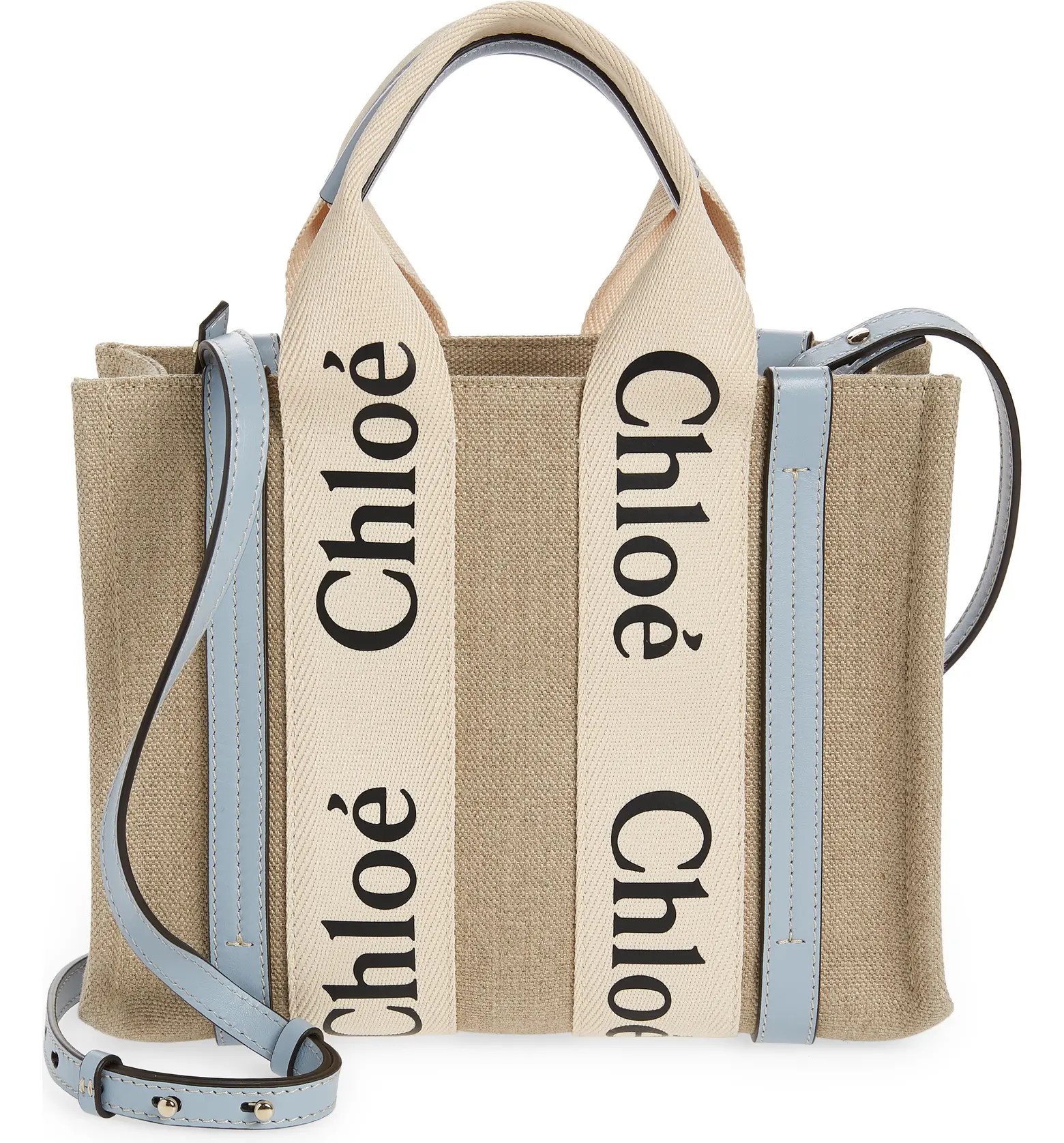 Small Woody Logo Strap Linen Tote | Nordstrom