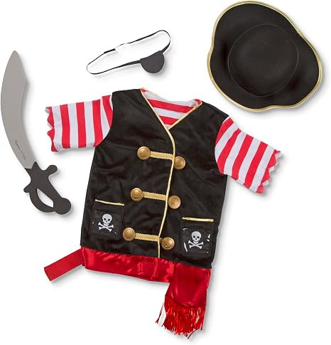 Melissa & Doug Pirate Role Play Costume Dress-Up Set With Hat, Sword, and Eye Patch | Amazon (US)