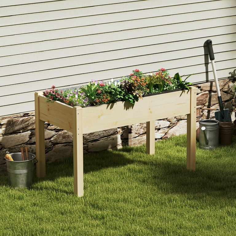 LIFERECORD Wooden Raised Garden Bed with Legs, 48"L X 24"W X 30"H, Elevated Reinforced Large Plan... | Walmart (US)