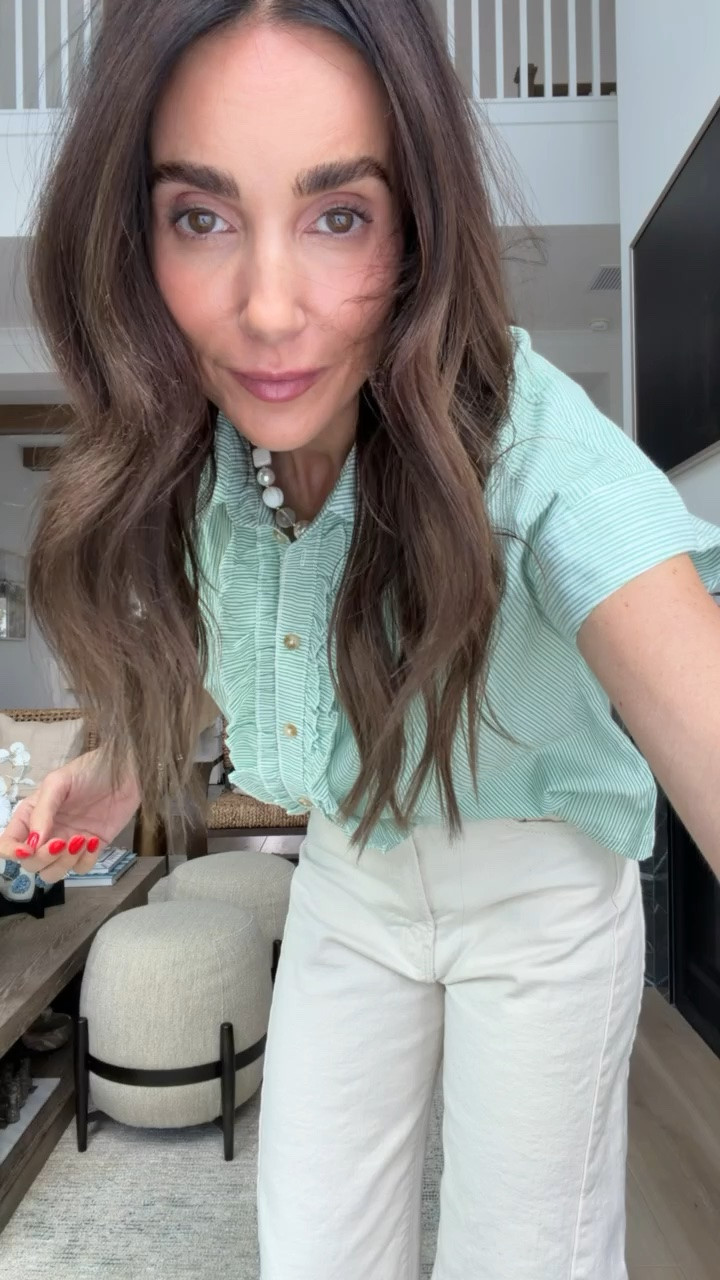 This mint blouse is such a fresh summer staple. The ruffle details make it feel extra feminine, and it pairs perfectly with white denim for an easy, polished look you’ll wear on repeat.

Mint blouse, Ruffle top, White jeans, Summer outfit, Casual chic, Everyday style, Vacation outfit, Feminine style, Lightweight top, Summer fashion, annabrstyle

#LTKootd #LTKSeasonal #LTKOver40