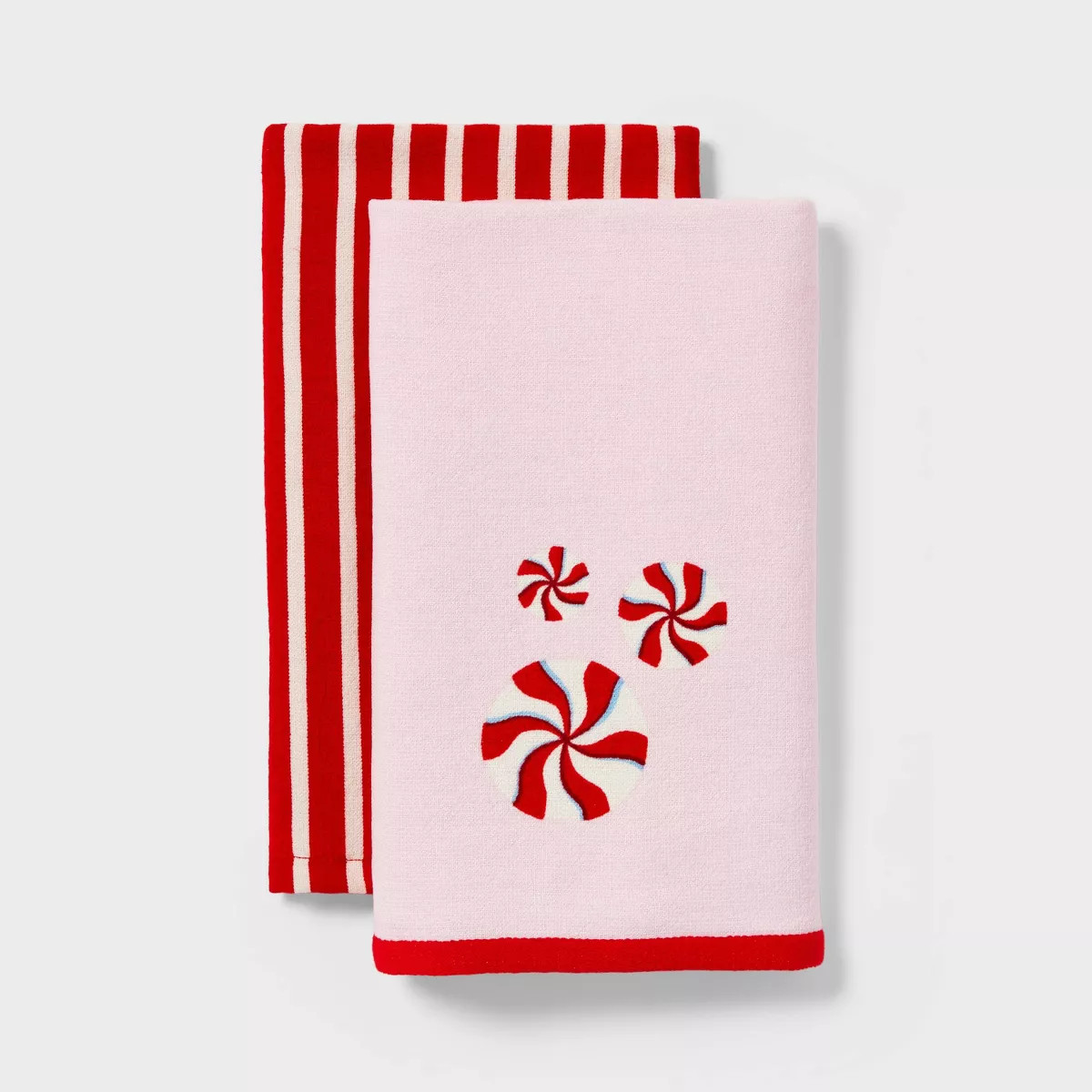 2pk Christmas Peppermint Swirl Hand Towels Pink - Wondershop™ | Target