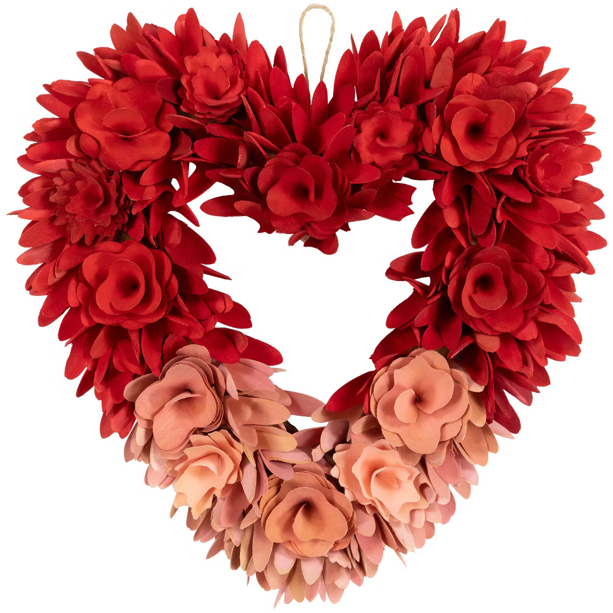 Northlight Wooden Rose Artificial Valentine's Day Floral Wreath - 14" - Red and Pink | Target