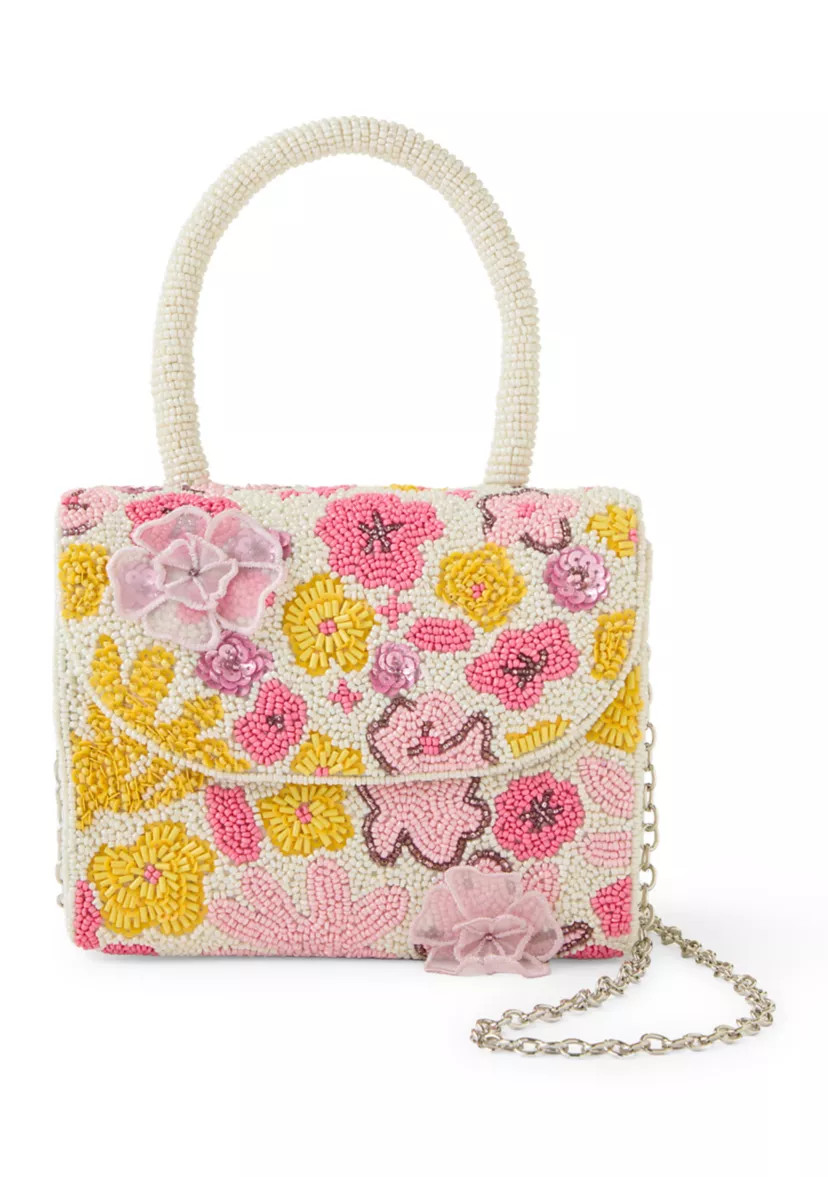 Beaded Floral Top Handle and Shoulder Bag | Belk