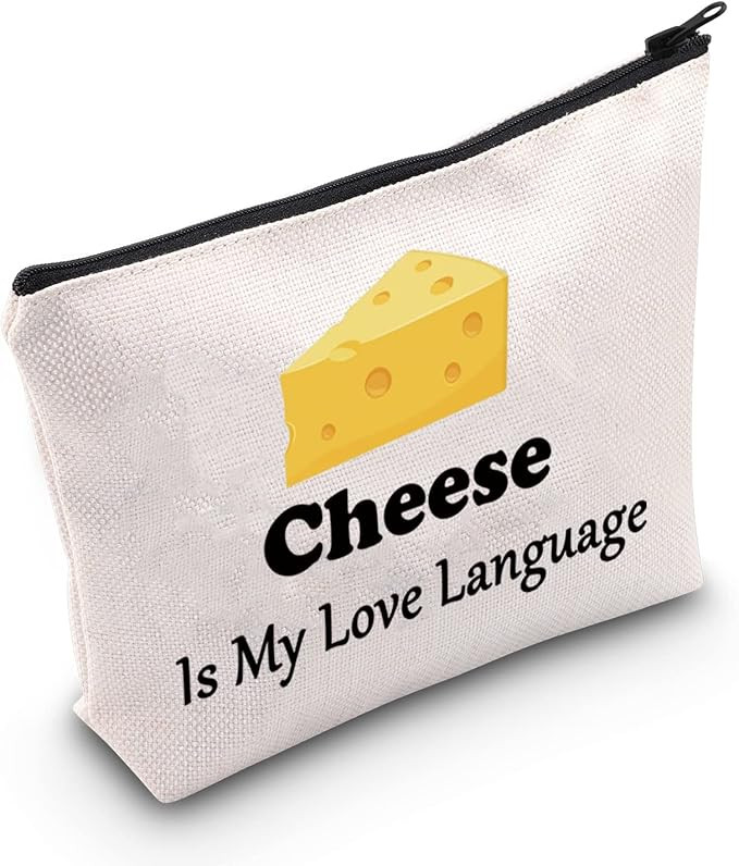 MNIGIU Cheese Lover Gift Cheesy Gift Cheese Is My Love Language Cosmetic Bag Sweet Food Fan Gifts | Amazon (US)