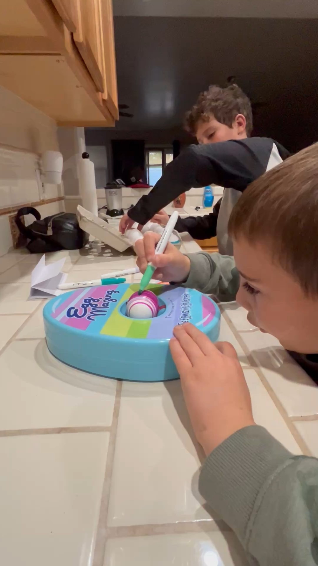 This is such a fun activity. My kids never loved dying eggs. They’re having so much fun with this one  