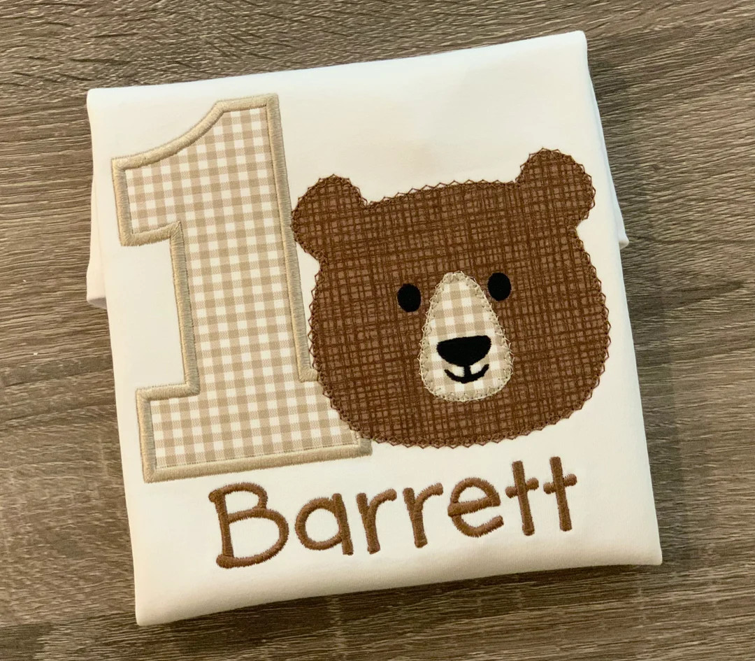 Bear Birthday Applique Shirt With Name, Bear Applique Shirt, Bear Party Shirt, Birthday Bear Shir... | Etsy (US)