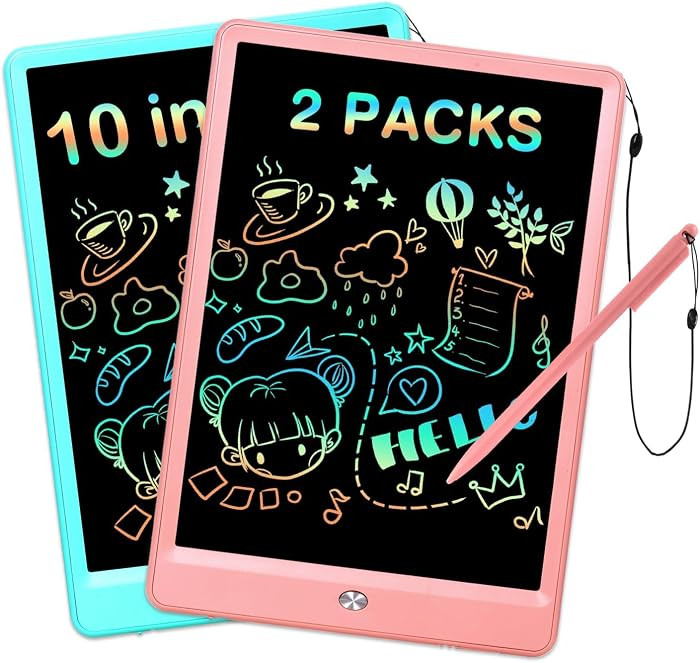 EooCoo LCD Writing Tablet for Kids, 10 Inch Colorful Doodle Board Drawing Pad 2 Pack, Learning To... | Amazon (US)