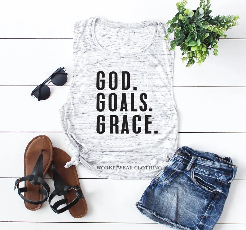 Workout Tank. GOD GOALS GRACE. Motivation. Christian Shirt. Fueled by Jesus. Fitness Tank. Inspir... | Etsy (US)