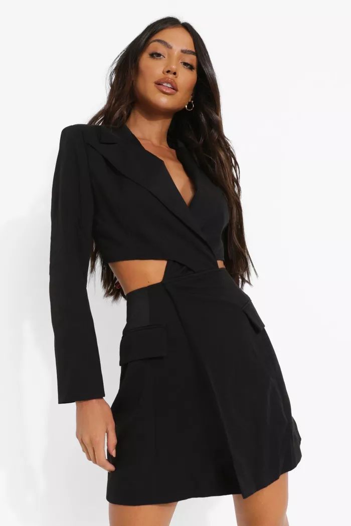 Twist Cut Out Pocket Detail Blazer Dress | boohoo (US & Canada)