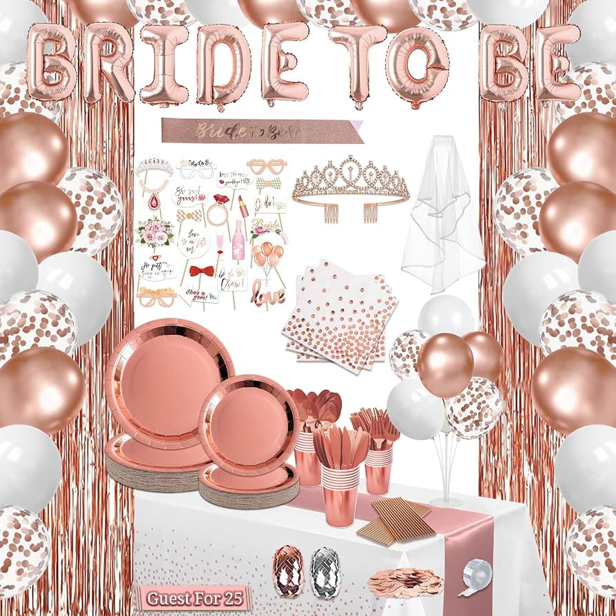 274 Pcs Rose Gold Bridal Shower Decorations, Bachelorette Party Decorations Favors - "BRIDE TO BE... | Amazon (US)