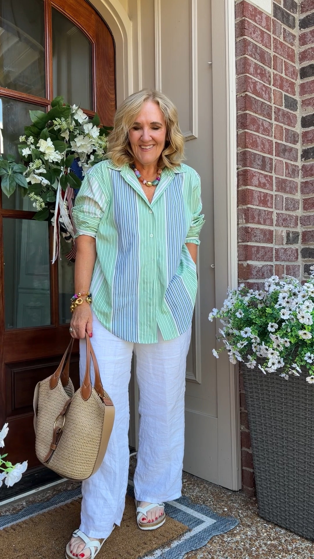 Favorite white linen pants they’re lined! 
Size medium reg 
Blouse medium very oversized 
10% off my tote code NANETTE 

SUMMER PANTS LIGHTWEIGHT PANTS

#LTKOver40 #LTKSeasonal #LTKootd