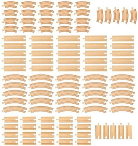 100-piece Bulk Value Wooden Train Track Booster Pack - Compatible with All Major Toy Train Brands... | Amazon (US)