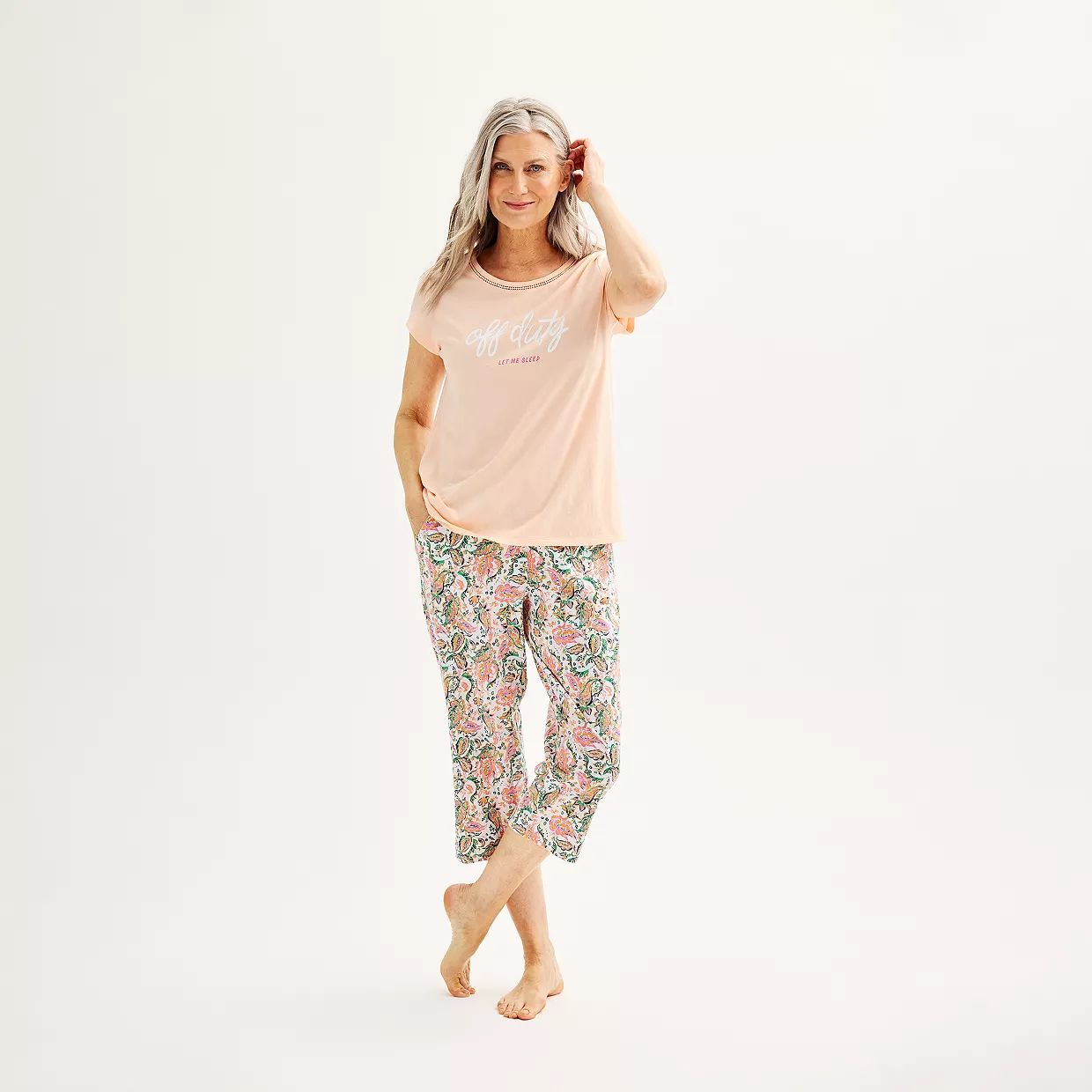 Women's Croft & Barrow® Short Sleeve Pajama Top & Pajama Pants Set | Kohl's