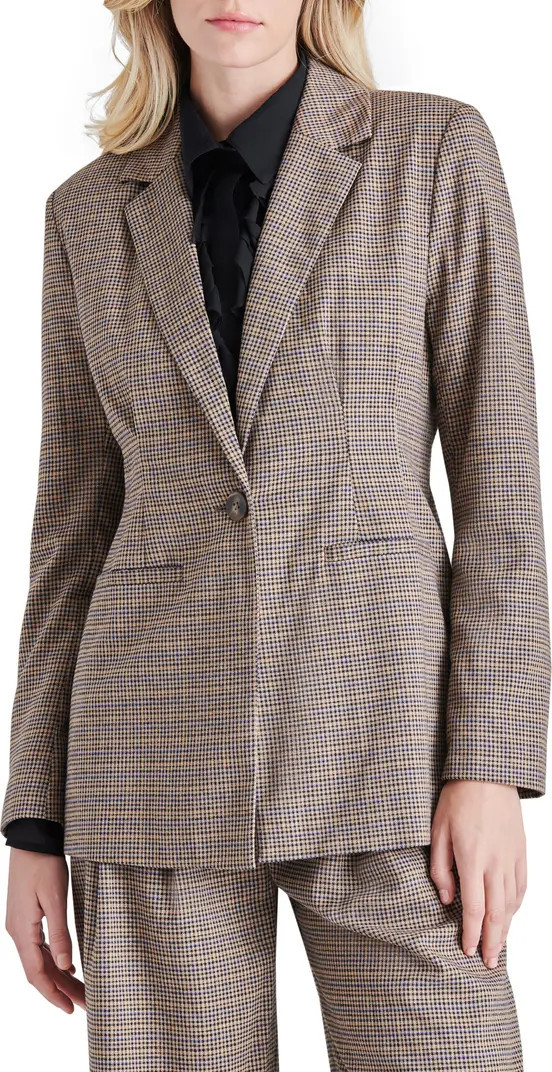 Cinched Waist Houndstooth Plaid Blazer | Nordstrom