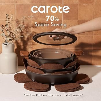 CAROTE 25pcs Ceramic Cookware Set, Pots and Pans Set with Detachable Handle | Amazon (US)