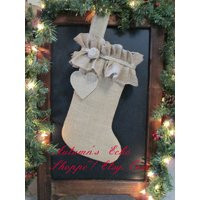 Christmas Stocking~ Handcrafted Christmas Stocking~ Burlap Stocking ~ Decor~ Handmade Gift | Etsy (US)