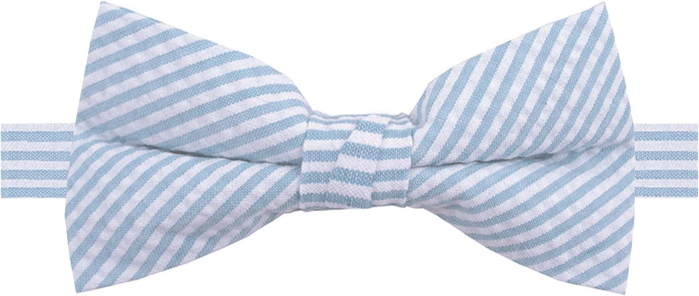 Jacob Alexander Men's Seersucker Striped Pattern Pre-tied Banded Bow Tie | Amazon (US)