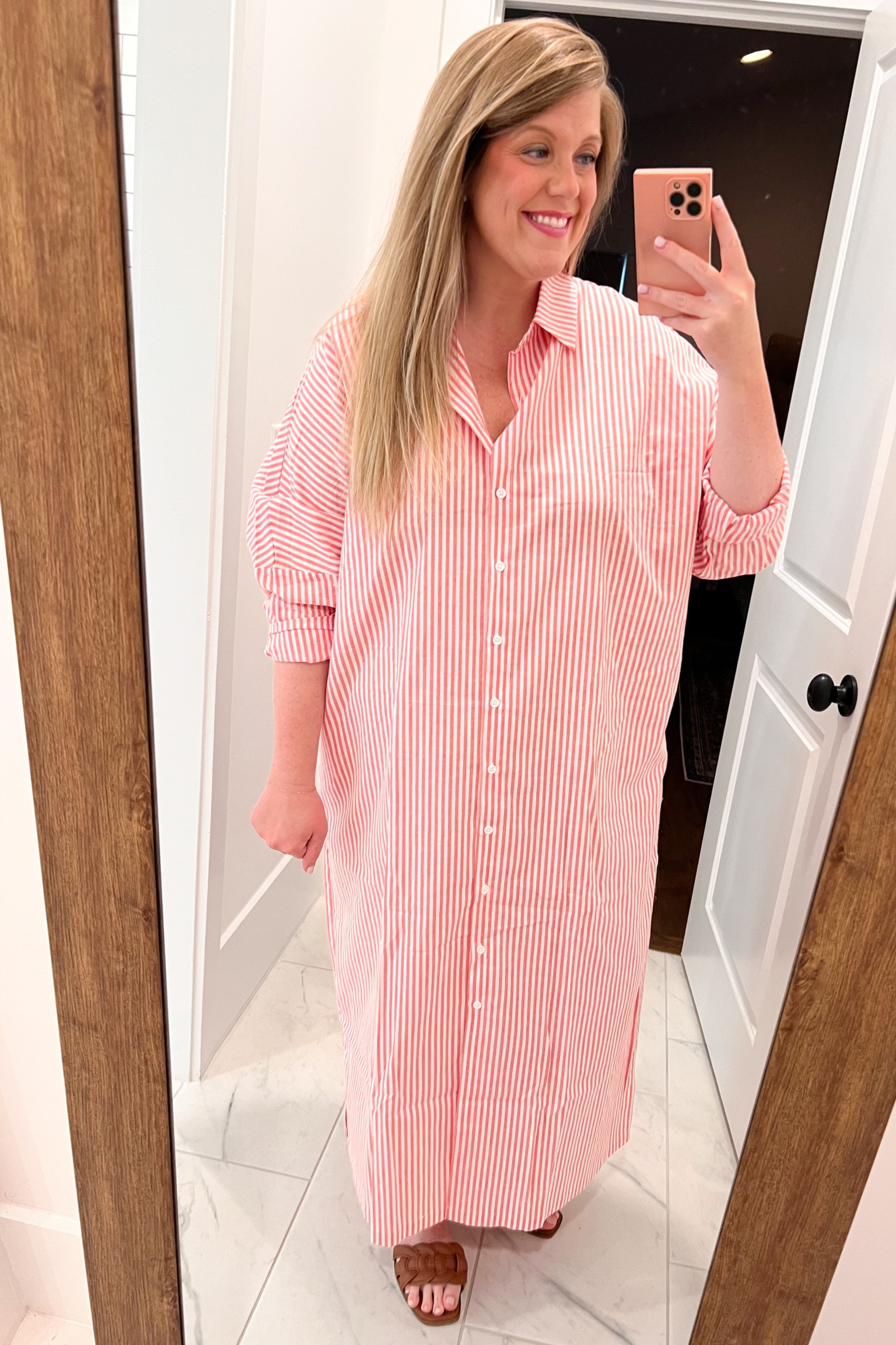 Oversized shirt dress BIG CHECK! This lightweight dress is perfect for summer and so versatile to dress up or down or throw over a bathing suit as a coverup. Fits oversized. I ordered my regular size but could have sized down  

#LTKstyletip #LTKunder50 #LTKunder100