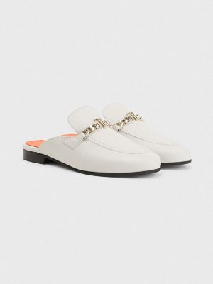Tommy Hilfiger Women's Leather Mule Loafer White Dove - 10 | Tommy Hilfiger (US)