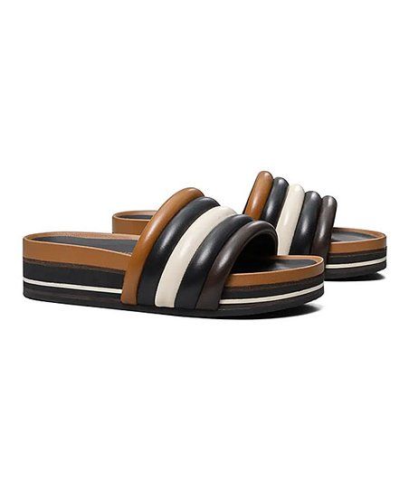 Tory Burch Mocha Brown & Perfect Black Quilted Leather Platform Slide - Women | Zulily