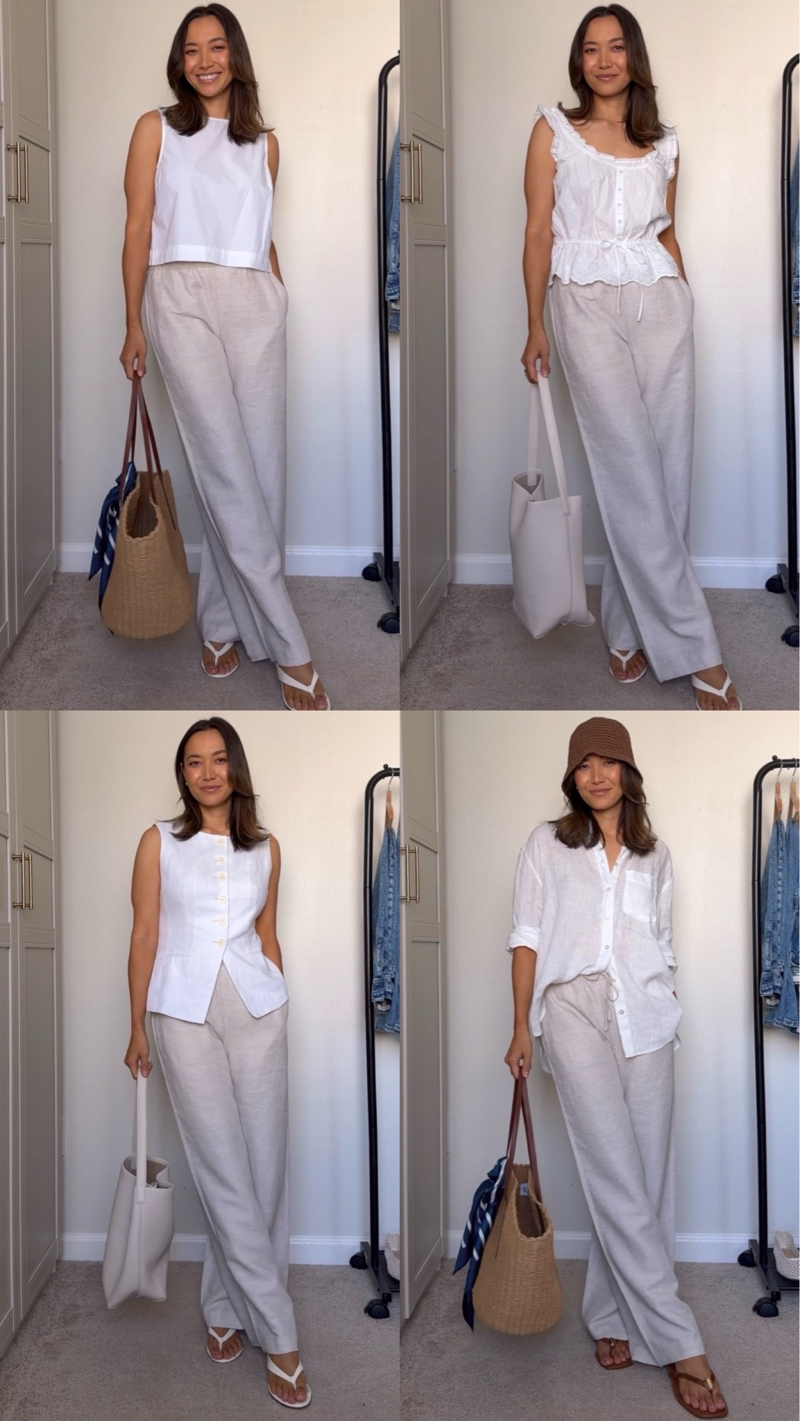 4 ways to style the Aritzia lodge cruise linen pants 

Wearing xs in the regular length (I’m 5’4”) 

Summer styles / effortless style / elevated style / relaxed style / poplin tank / linen vest / linen button up / tank top / straw tote / cream leather bucket tote

#LTKSeasonal #LTKootd