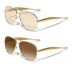 Retro Gold Aviator Sunglasses for Women Men, 2025 Metal Oversized 70s Aviators Sun Glasses | Amazon (US)