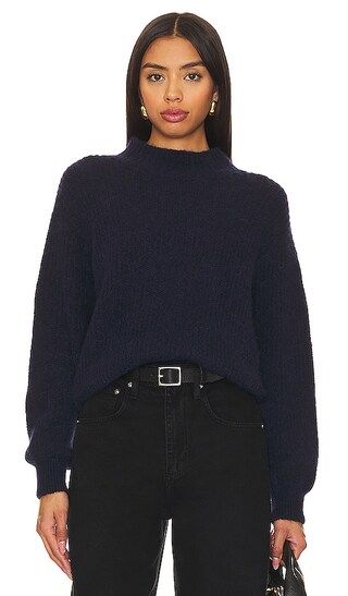 East Mock Neck Sweater in Navy Chine | Revolve Clothing (Global)