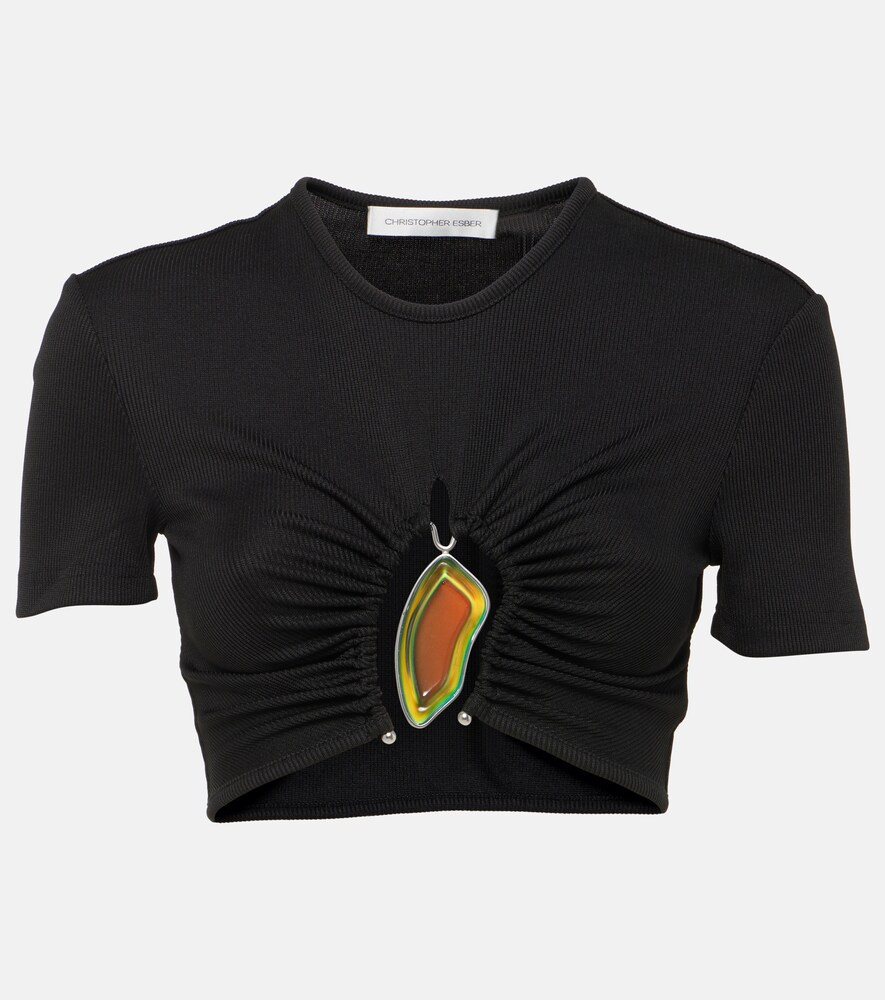 Christopher Esber Moodstone ruched crop top | Mytheresa (US/CA)