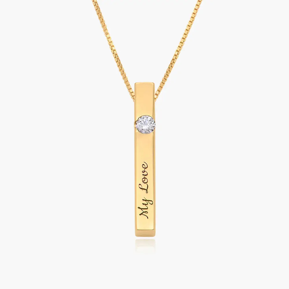 Pillar Bar Necklace With 0.25ct Diamond - Vermeil | Oak & Luna (US)