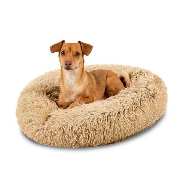 Best Choice Products Self-Warming Plush Shag Fur Donut Calming Dog Bed Cuddler w/ Water-Resistant... | Walmart (US)