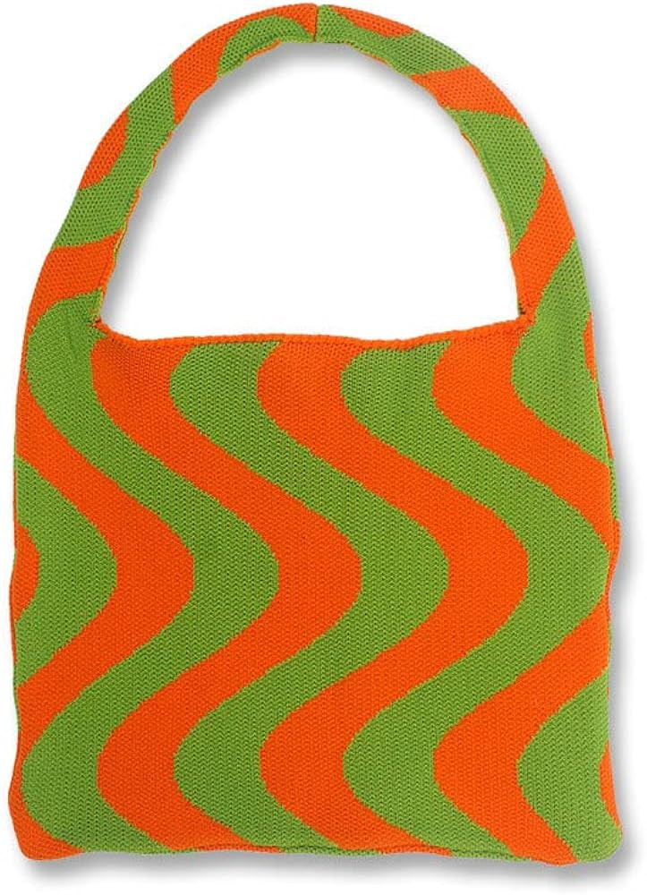 Dvagoent Water ripples knitted tote bag, armpit bag handbag tote for women, Wavy Waves Striped Sh... | Amazon (US)
