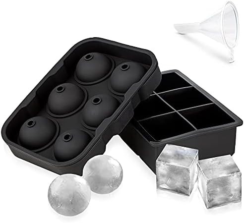 Ice Cube Trays Silicone Set of 2, Whiskey Ice Ball Mold, Ice Ball Maker Mold, Round Ice Cube Mold... | Amazon (US)