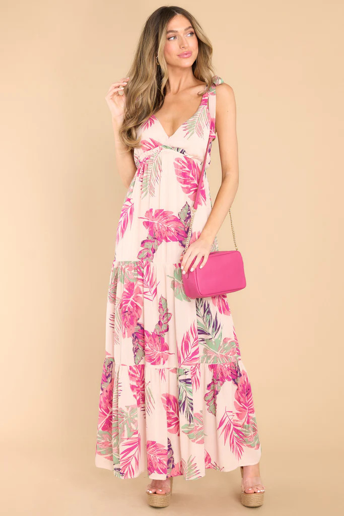 Summer Love Blush Tropical Print Dress | Red Dress 