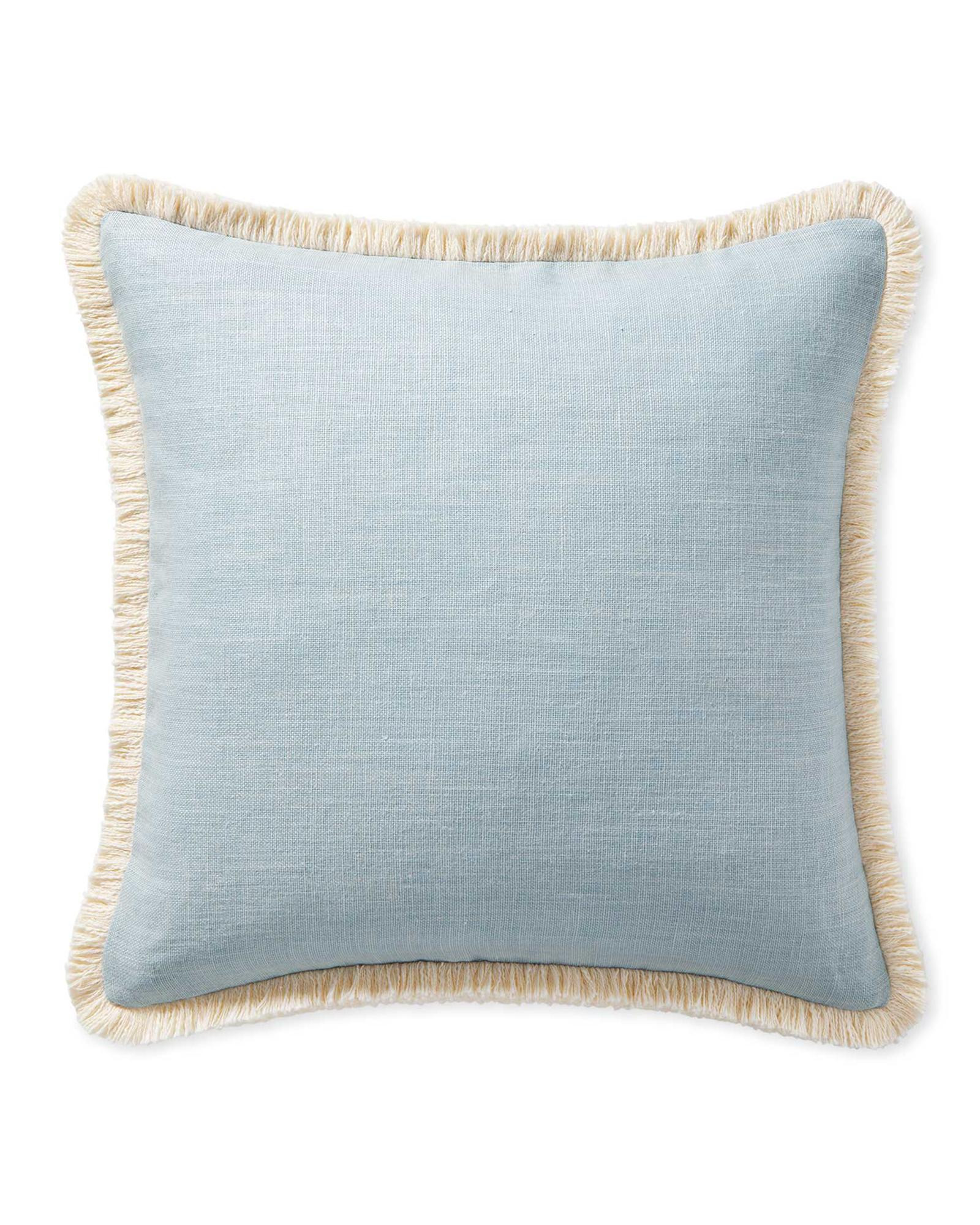 Sky Linen Fringed Pillow Cover | Serena and Lily
