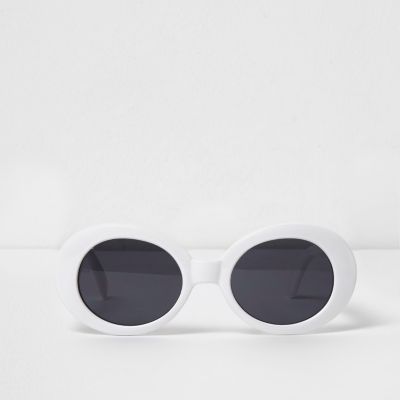White oval smoke lens sunglasses | River Island (UK & IE)