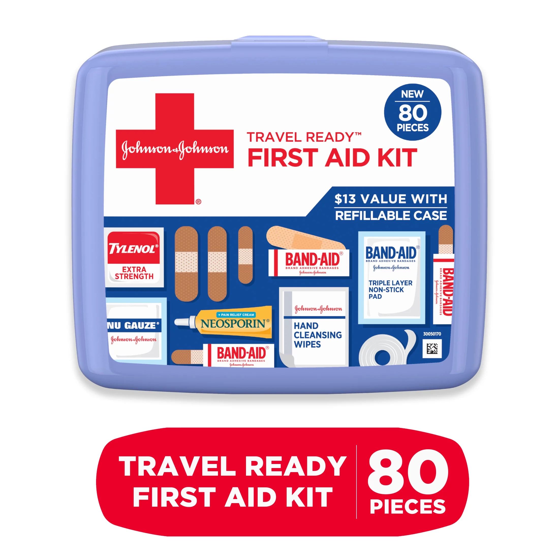 Johnson & Johnson Travel Ready Portable Emergency First Aid Kit, 80 pc - Walmart.com | Walmart (US)