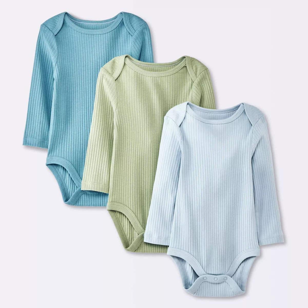 Baby Boys' 3pk Long Sleeve Wide Ribbed Bodysuit - Cloud Island™ Blue Newborn | Target