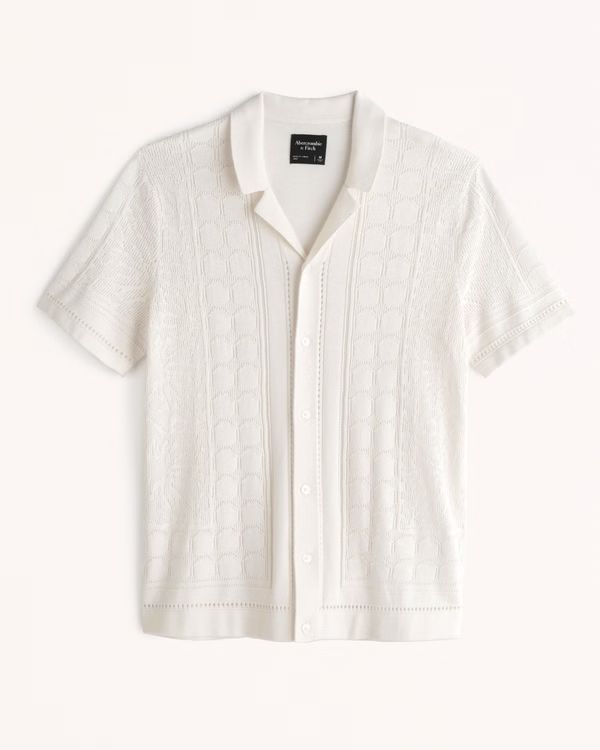 Relaxed Textural Button-Through Sweater Polo | Abercrombie & Fitch (US)
