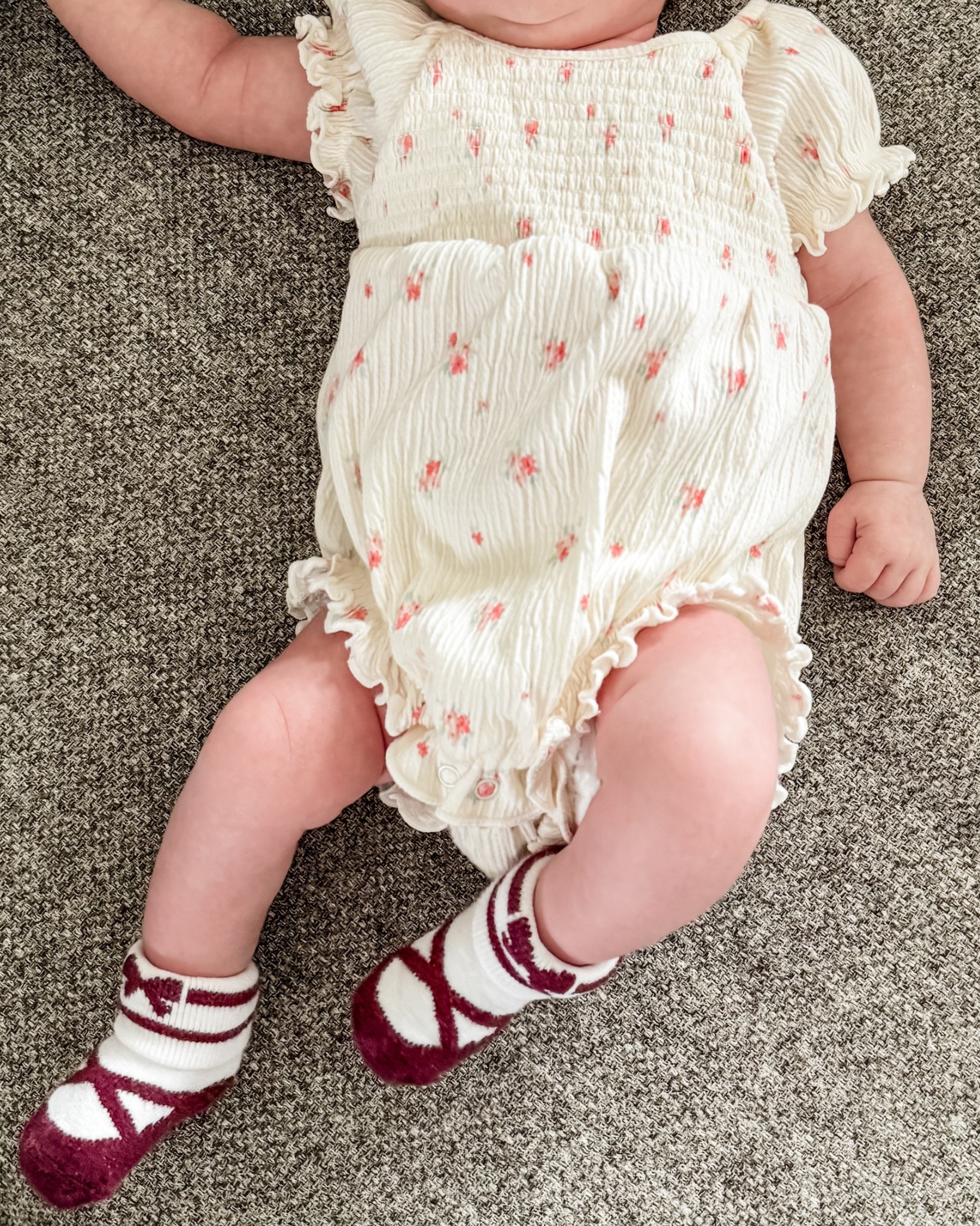 Baby girl spring outfit idea 🌸 The sweetest girly look with a crinkle floral bubble romper paired with maroon ballet socks with bow detail. This baby girl outfit is perfect for spring days, special moments, and looking just a little dressed up while staying comfy.


#LTKKids #LTKSeasonal #LTKBaby