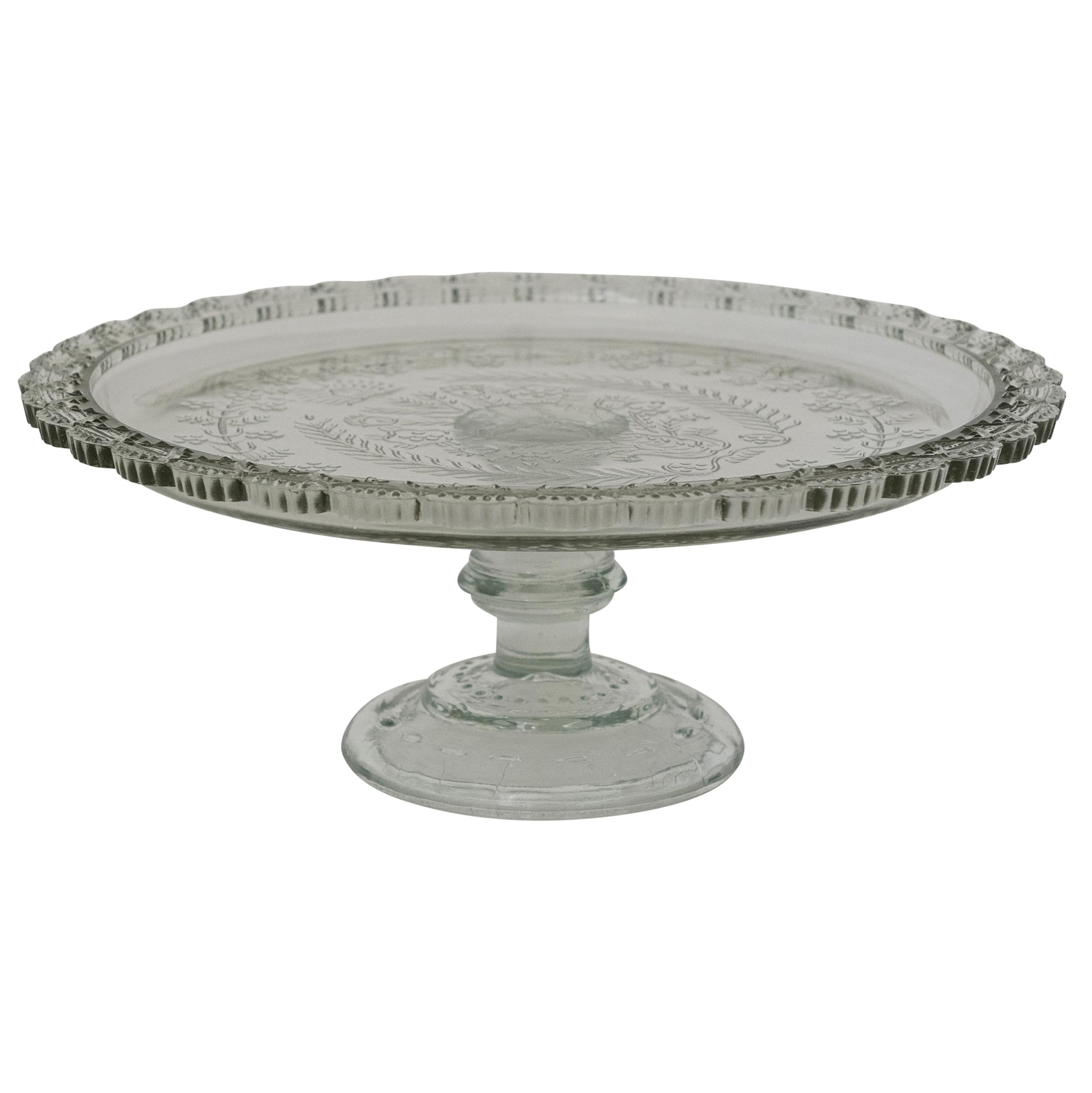 Creative Co-Op Pressed Glass Round Pedestal Stand, Clear Finish | Amazon (US)