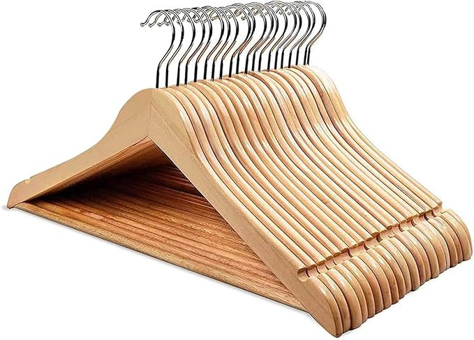 HOUSE DAY 20 Pack Wooden Suit Hanger Wooden Clothes Hanger Smooth Finish Solid Wooden Coat Hanger... | Amazon (US)