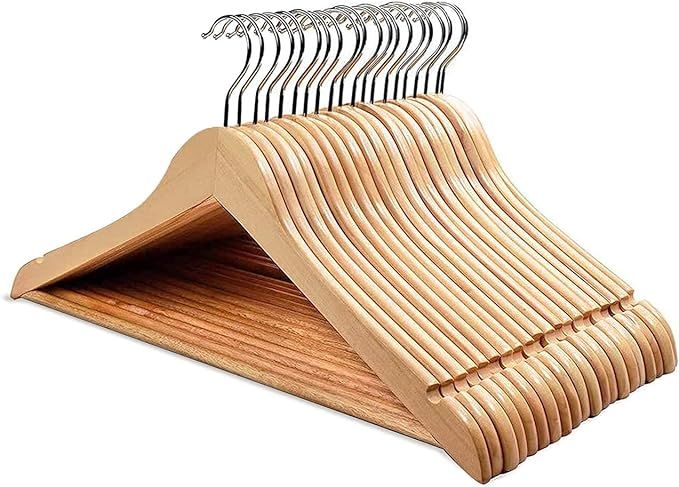 HOUSE DAY 20 Pack Wooden Suit Hanger Wooden Clothes Hanger Smooth Finish Solid Wooden Coat Hanger... | Amazon (US)