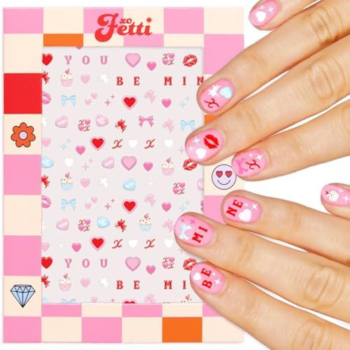 xo, Fetti Be Mine Nail Stickers | Valentine Gift, Pink, Cute Nail Art, Candy Heart Decals, Cupid ... | Amazon (US)